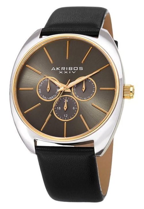 Ceas cu functii multiple si curea de piele AKRIBOS XXIV 