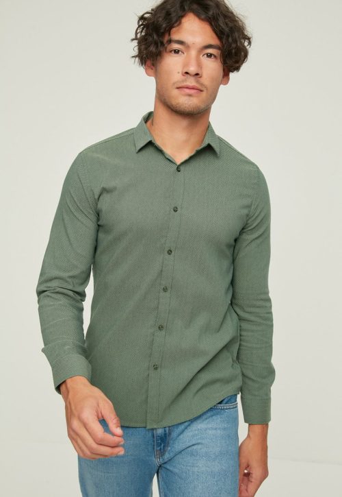 Camasa slim fit din amestec de bumbac